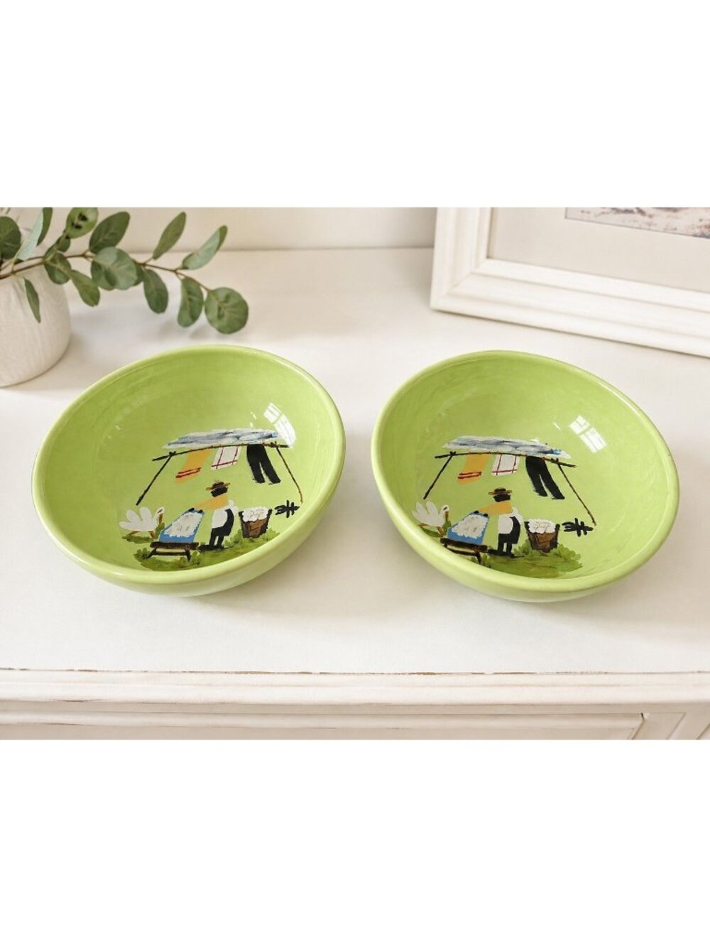 Clementine Hunter Wash Day Bowls Set of 2 Jennifer Aycock 2003 Folk Art